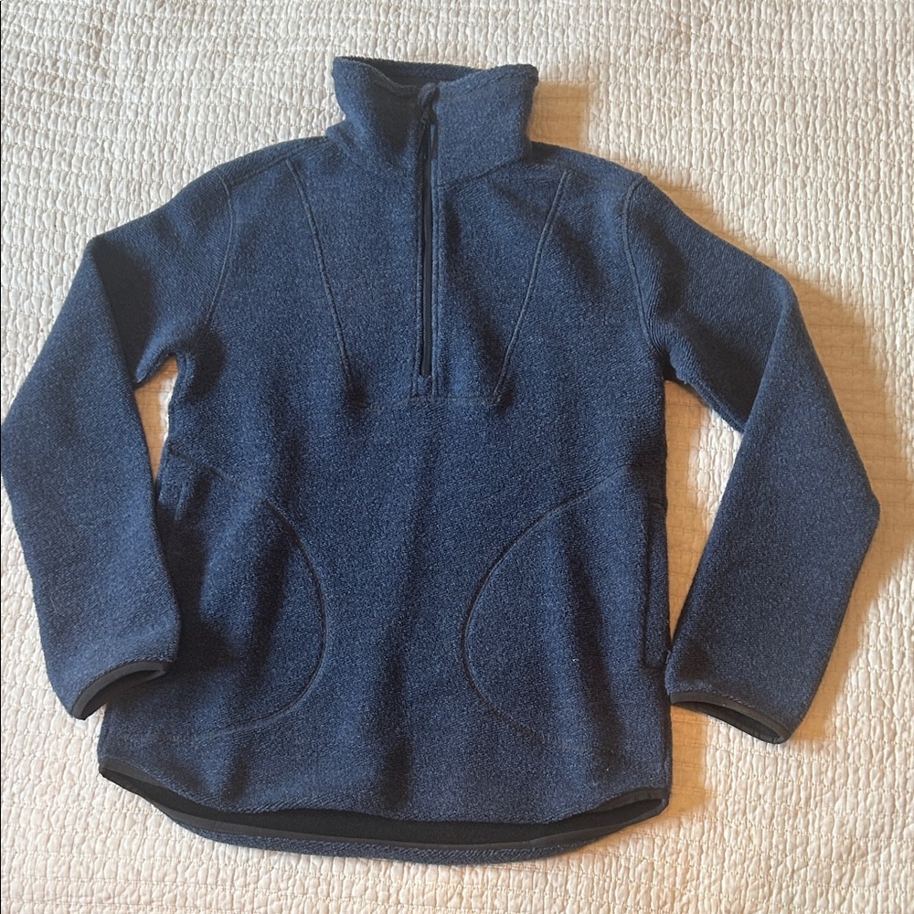 PRANA Blue Quarter-Zip Fleece Pullover